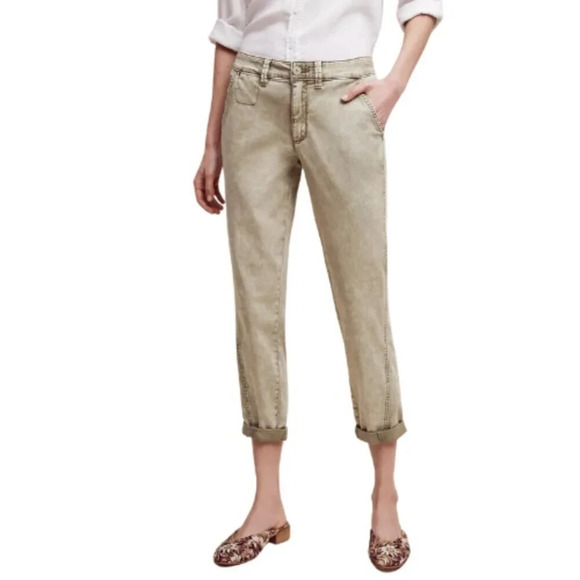 Anthropologie Womens 26 Relaxed Chino Pants In Khaki Color - Picture 1 of 15